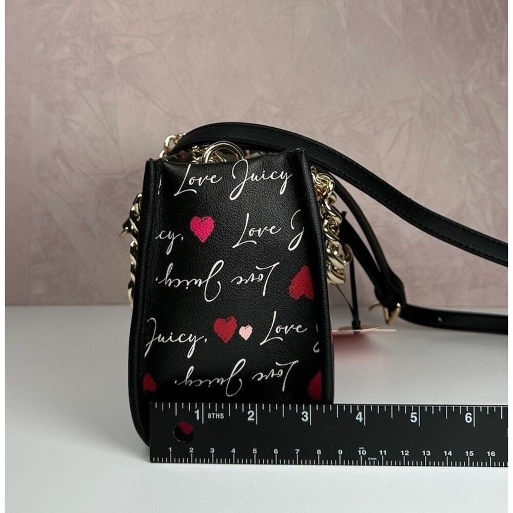 Juicy Couture Love Letter Mini Tote Purse & Wallet Set Black NWT Y2K Style - Picture 8 of 15